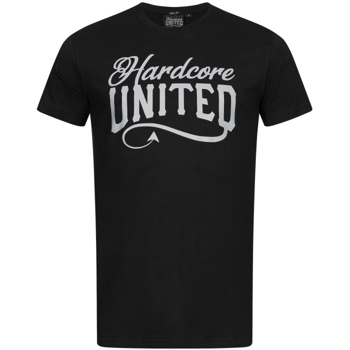 Hardcore United T-shirt reflecterende logoprint | zwart