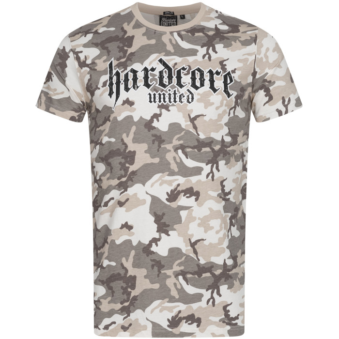 Hardcore United T-shirt goth logo print | camou grey