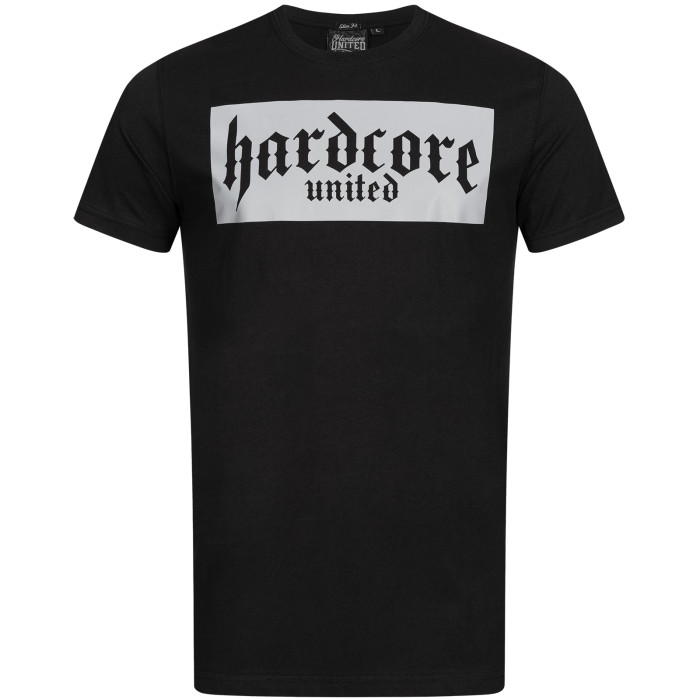 Hardcore United T-shirt reflecterende goth logo print balk | zwart