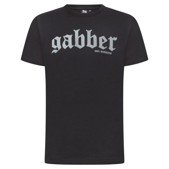 100% Hardcore T-shirt Gabber Essentials met Zilveren Print| Zwart