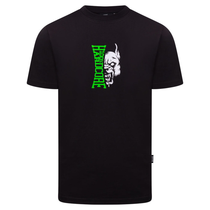 100% Hardcore t-shirt met groen logo | zwart