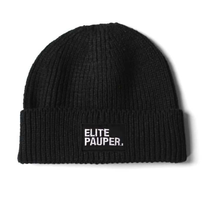 Elitepauper beanie essential logo patch wit stiksel