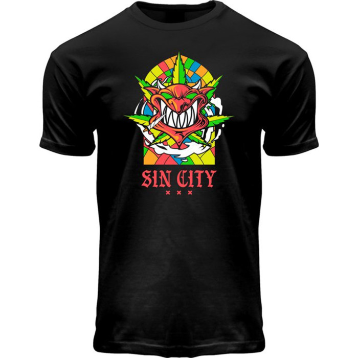 Hard-Wear T-shirt neon blacklight SIN CITY | Zwart