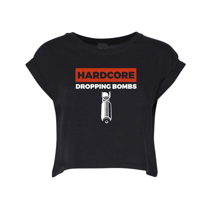 Hard-Wear Dames Croptop Hardcore Dropping Bombs | zwart