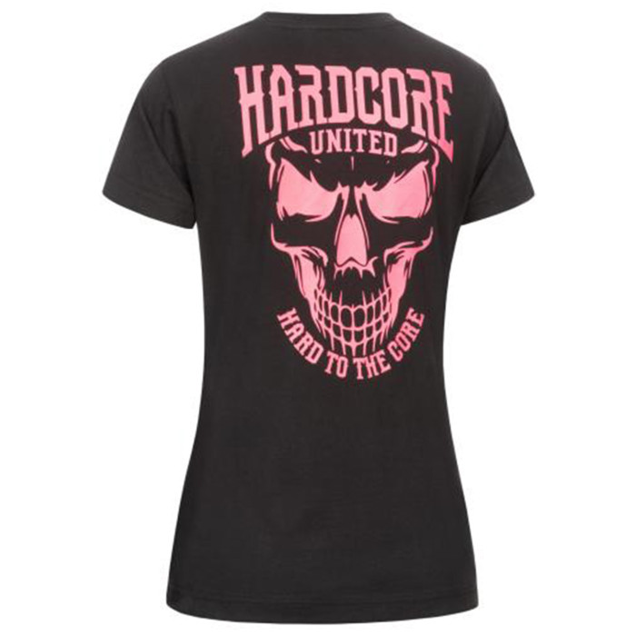 Hardcore United dames t-shirt skully | zwart - roze