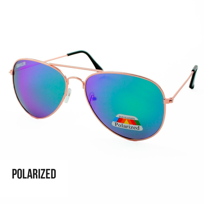 Loud and Clear piloten zonnebril metaal goud | groen blauw spiegelglazen