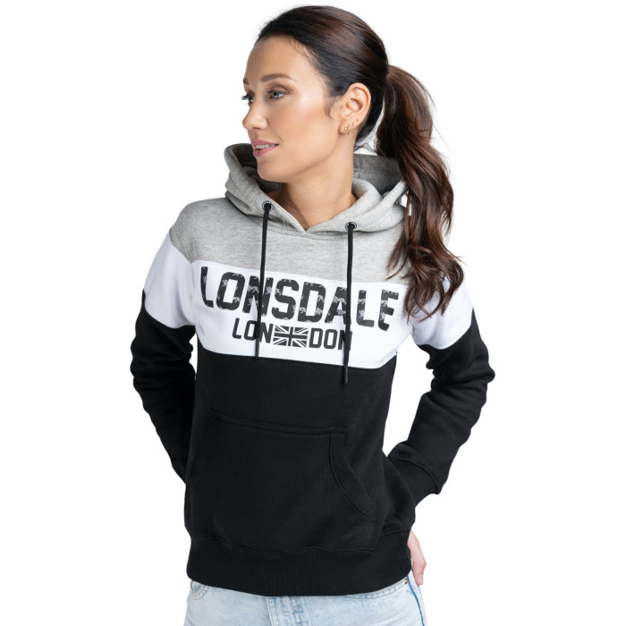 Lonsdale dames hoodie Penbryn | zwart - wit - grijs