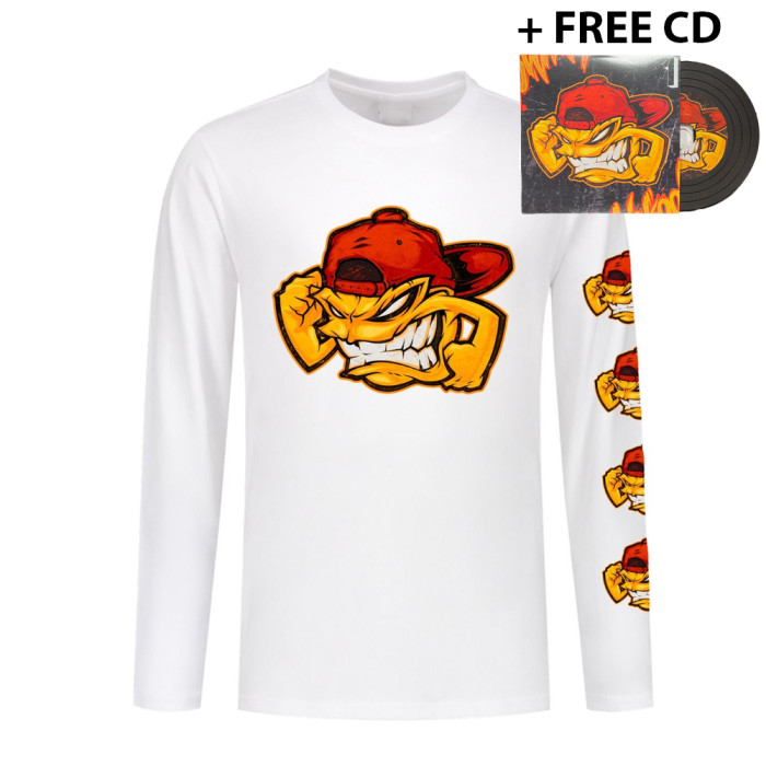 Oldskool Johnny Longsleeve  | wit  + Gratis CD