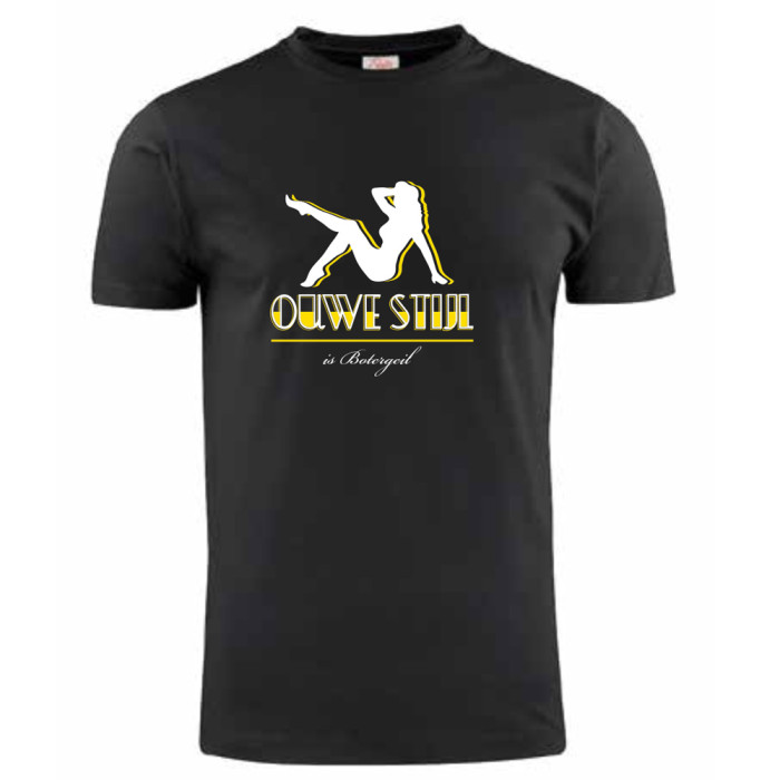 Ouwe Stijl is Botergeil T-shirt Early Hardcore | zwart geel