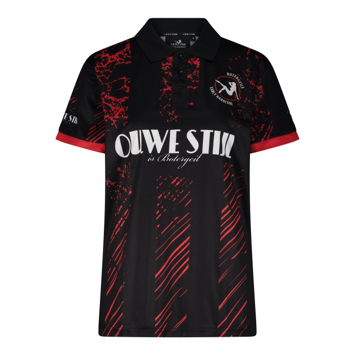 Ouwe Stijl is Botergeil soccershirt | zwart - rood 