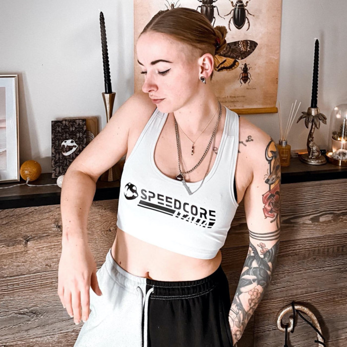 Speedcore Italia sporttop logo | wit