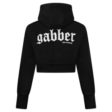 100% Hardcore cropped hoodie Gabber | zwart