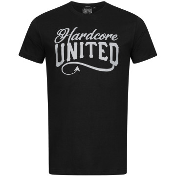 Hardcore United T-shirt reflecterende logoprint | zwart