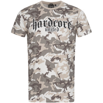 Hardcore United T-shirt goth logo print | camou grey