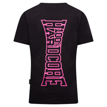 100% Hardcore dames t-shirt met roze logo | zwart