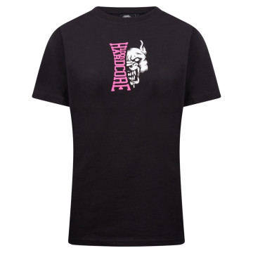100% Hardcore dames t-shirt met roze logo | zwart