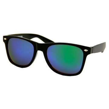 Loud and Clear wayfarer bril zwart montuur | groen blauw spiegelglas