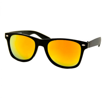 Loud and Clear wayfarer bril zwart montuur | oranje spiegelglas