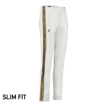 Australian broek slim fit met 2 ritsen en gouden bies 3.0 | wit
