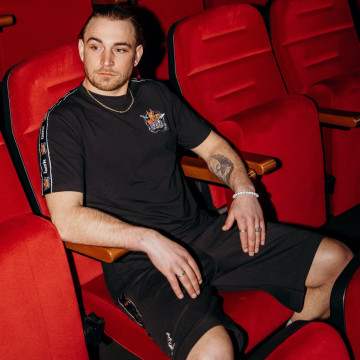 Bzrk Records t-shirt met schouderbies | zwart