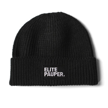 Elitepauper beanie essential logo patch wit stiksel