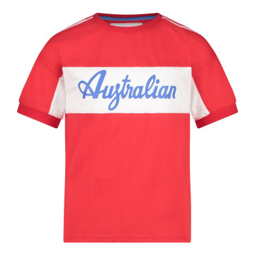 Australian kids sports T-shirt met schouder bies | rood